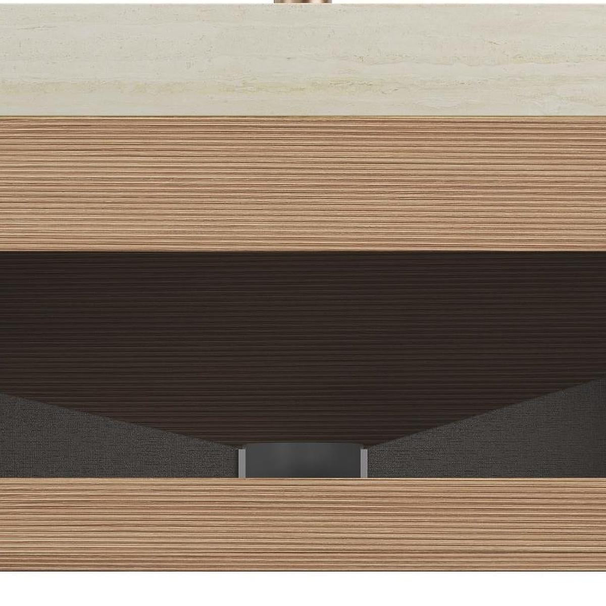 36" Brown Wood Floating Bathroom Vanity With White Sink - HomeRoots - Flyclothing LLC