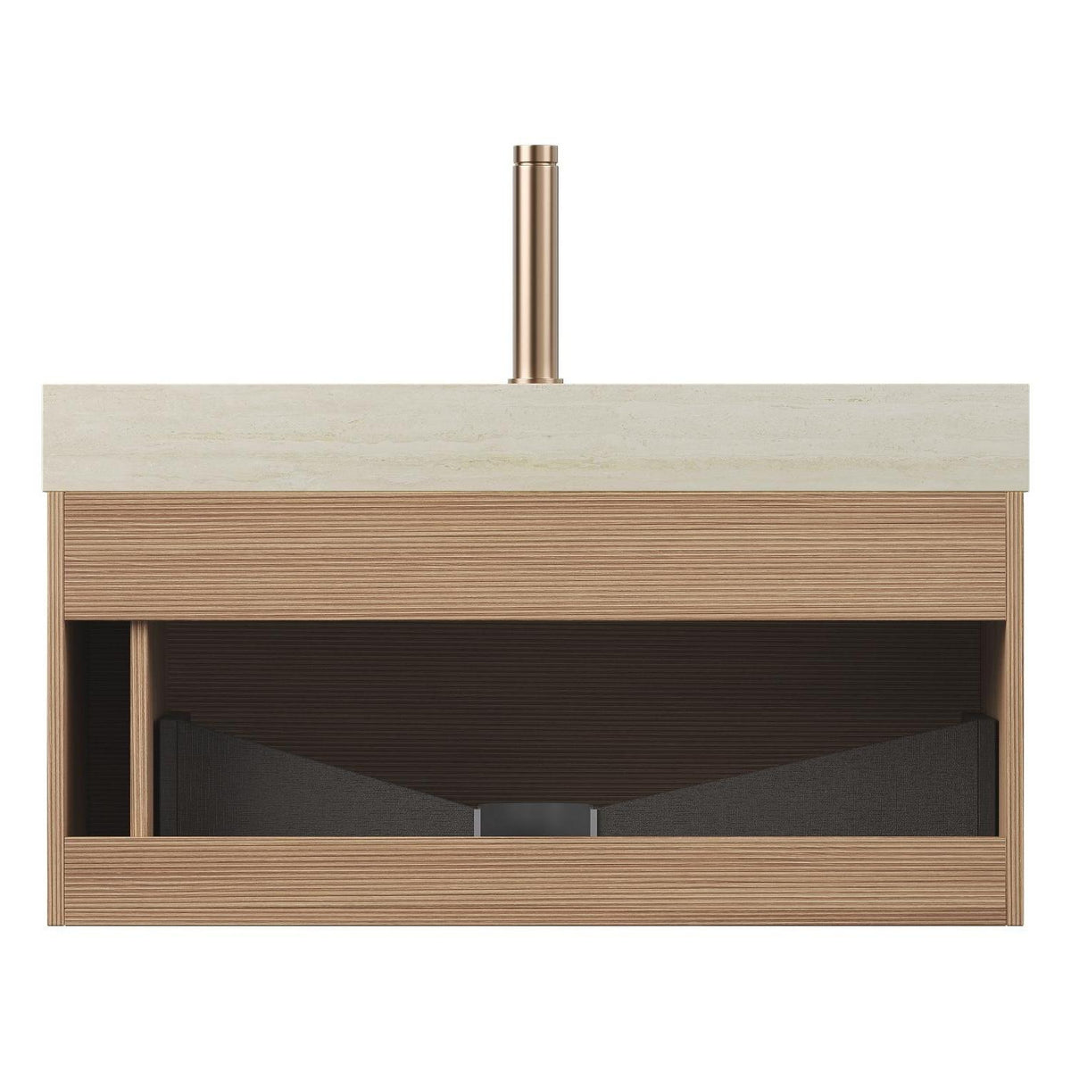 36" Brown Wood Floating Bathroom Vanity With White Sink - HomeRoots - Flyclothing LLC