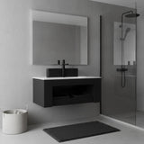 36" Black Wood Floating Bathroom Vanity With Sink - HomeRoots - Flyclothing LLC