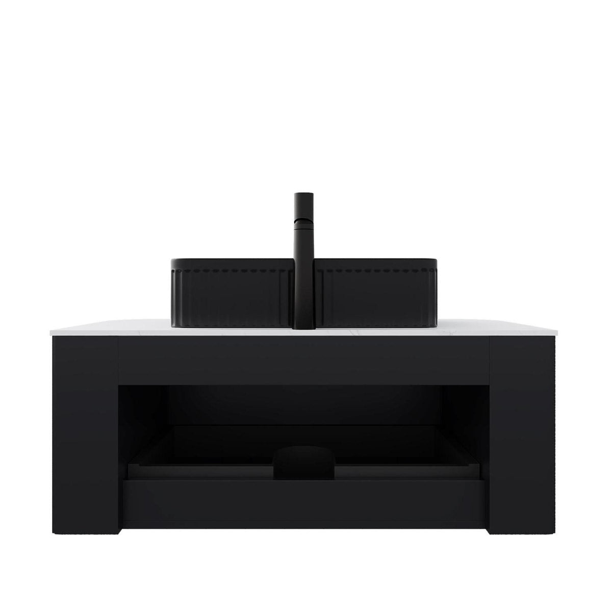 36" Black Wood Floating Bathroom Vanity With Sink - HomeRoots - Flyclothing LLC