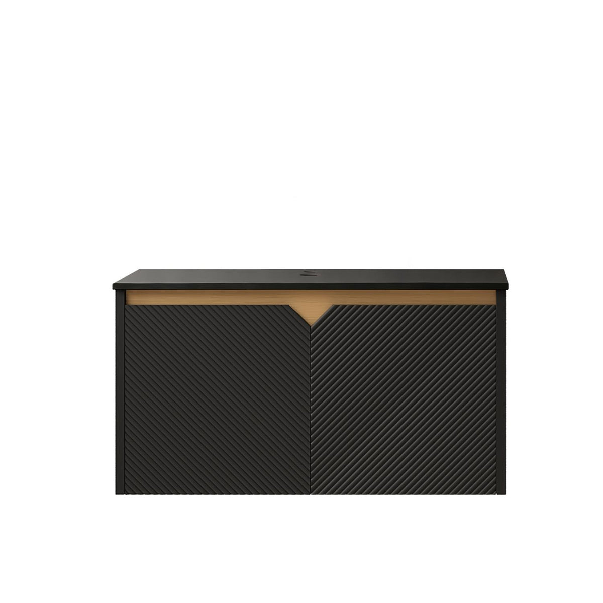 30" Black Wood Floating Double Door Bathroom Vanity - HomeRoots - Flyclothing LLC