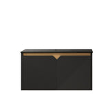 30" Black Wood Floating Double Door Bathroom Vanity - HomeRoots - Flyclothing LLC
