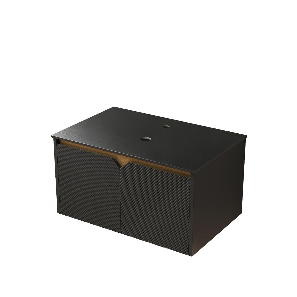 30" Black Wood Floating Double Door Bathroom Vanity - HomeRoots - Flyclothing LLC