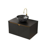 30" Black Wood Floating Double Door Bathroom Vanity - HomeRoots - Flyclothing LLC