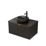 30" Black Wood Floating Double Door Bathroom Vanity - HomeRoots - Flyclothing LLC