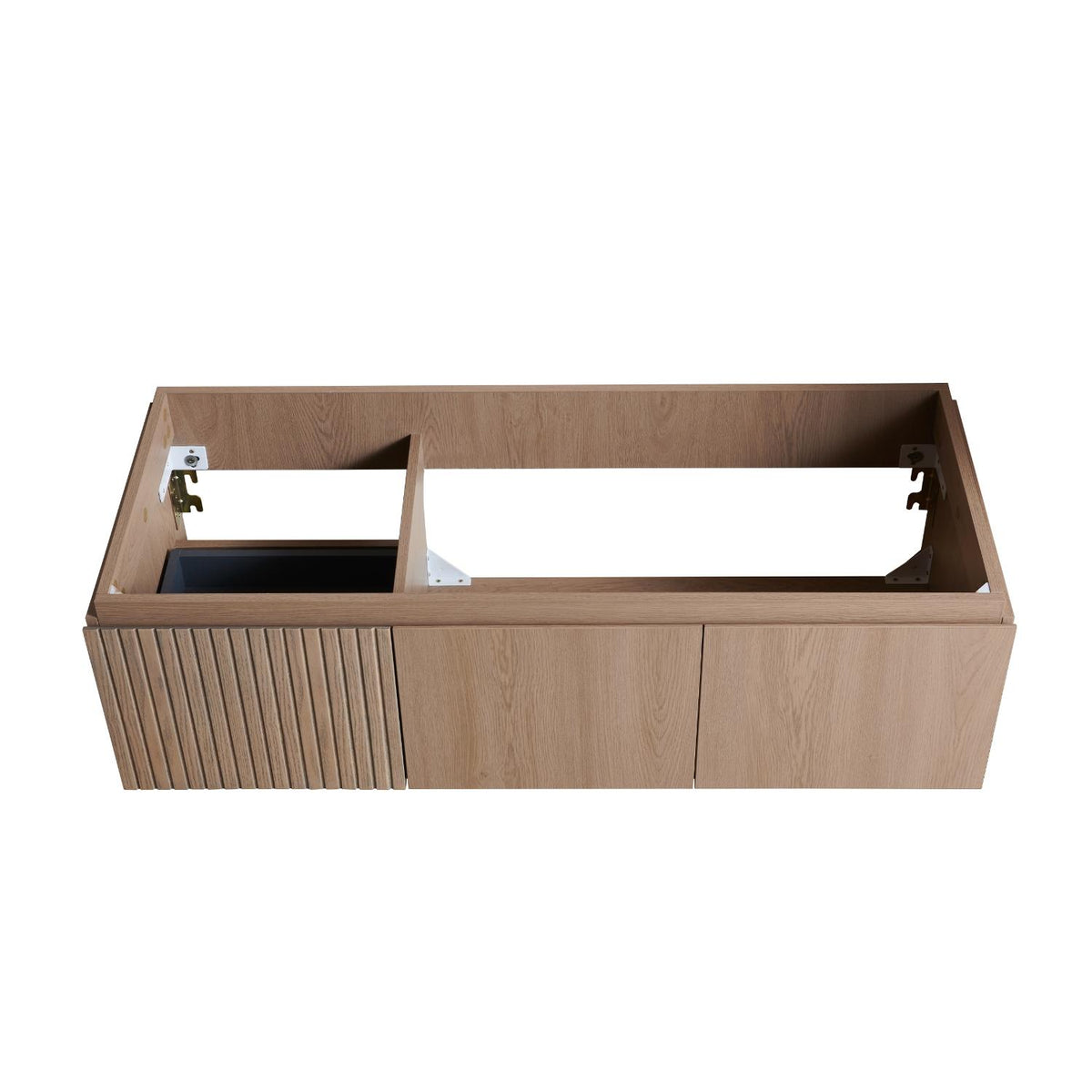 47" Brown Wood Floating Double Door Bathroom Vanity - HomeRoots - Flyclothing LLC