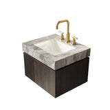 24" Brown Wood Floating Double Door Bathroom Vanity With White Sink - HomeRoots - Flyclothing LLC