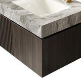 24" Brown Wood Floating Double Door Bathroom Vanity With White Sink - HomeRoots - Flyclothing LLC