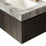 24" Brown Wood Floating Double Door Bathroom Vanity With White Sink - HomeRoots - Flyclothing LLC