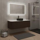 48" Brown Wood Floating Bathroom Vanity With Black Sink And Two Drawers - HomeRoots - Flyclothing LLC