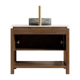 36" Brown Wood Freestanding Bathroom Vanity With Black Sink - HomeRoots - Flyclothing LLC