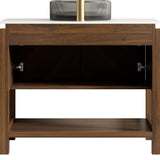 36" Brown Wood Freestanding Bathroom Vanity With Black Sink - HomeRoots - Flyclothing LLC