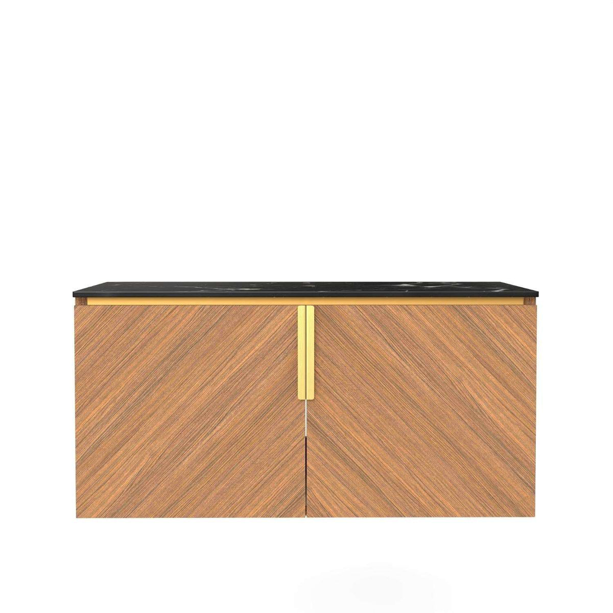 36" Brown Wood Floating Double Door Bathroom Vanity - HomeRoots - Flyclothing LLC