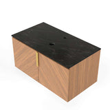 36" Brown Wood Floating Double Door Bathroom Vanity - HomeRoots - Flyclothing LLC