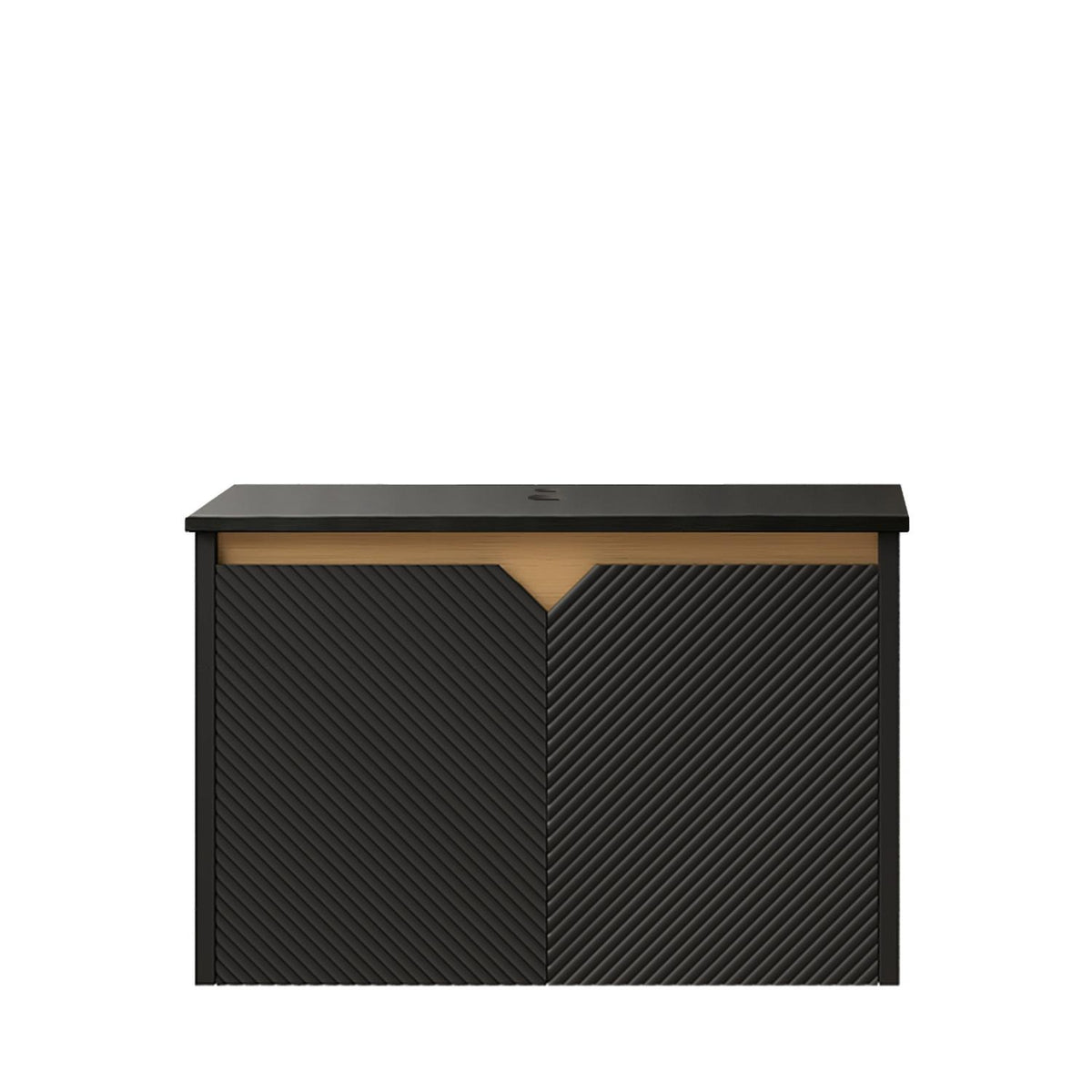 24" Black Wood Floating Double Door Bathroom Vanity - HomeRoots - Flyclothing LLC