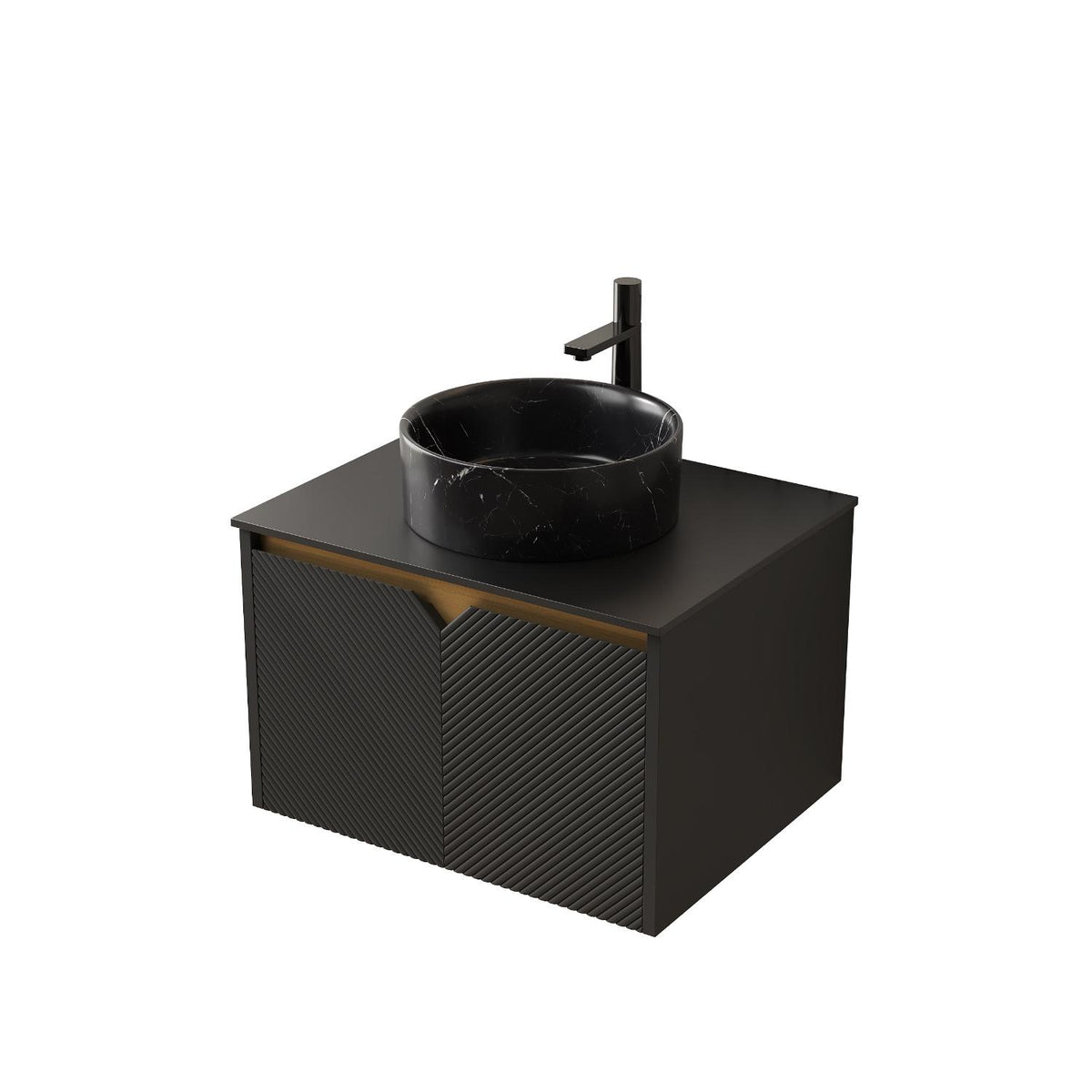 24" Black Wood Floating Double Door Bathroom Vanity - HomeRoots - Flyclothing LLC