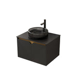24" Black Wood Floating Double Door Bathroom Vanity - HomeRoots - Flyclothing LLC