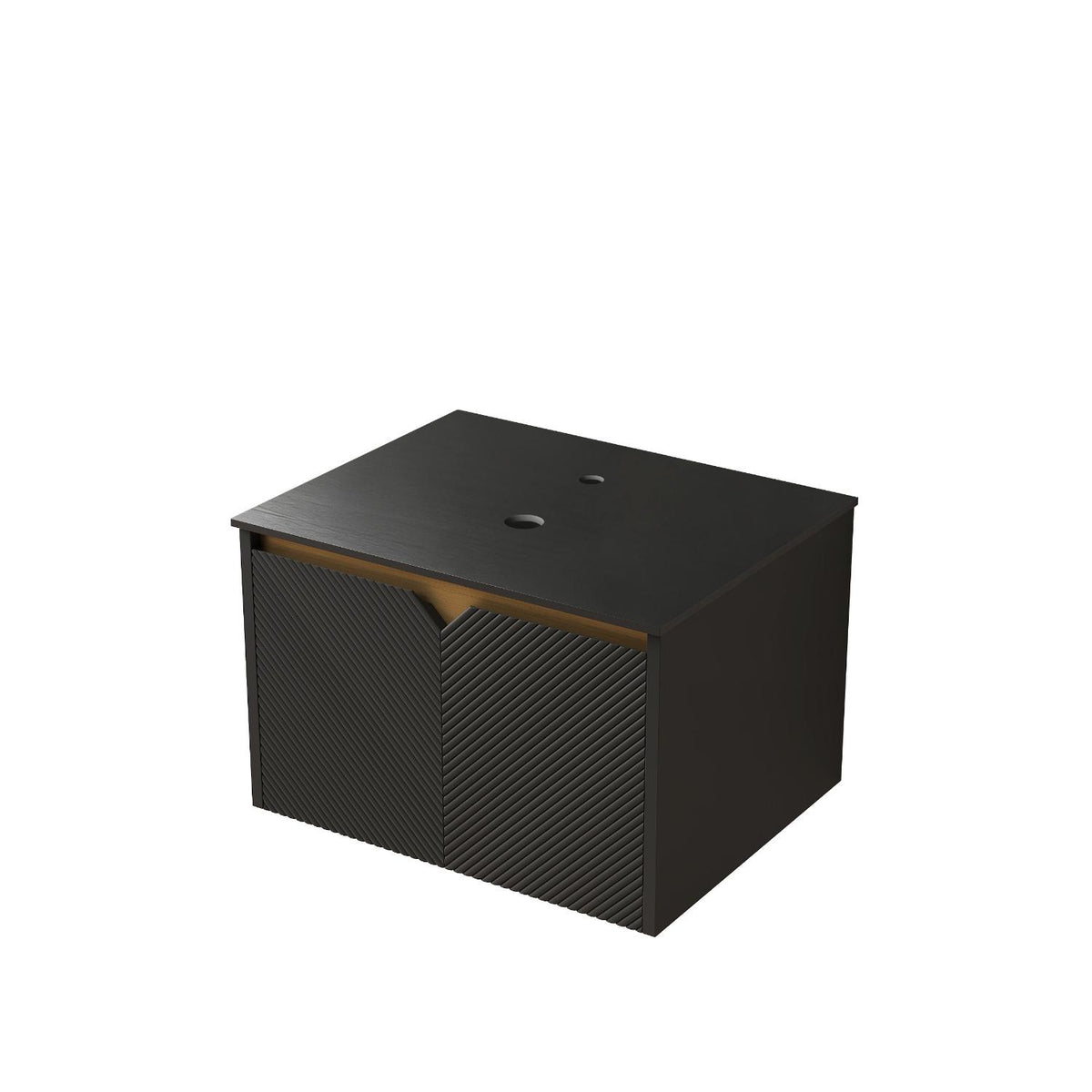 24" Black Wood Floating Double Door Bathroom Vanity - HomeRoots - Flyclothing LLC