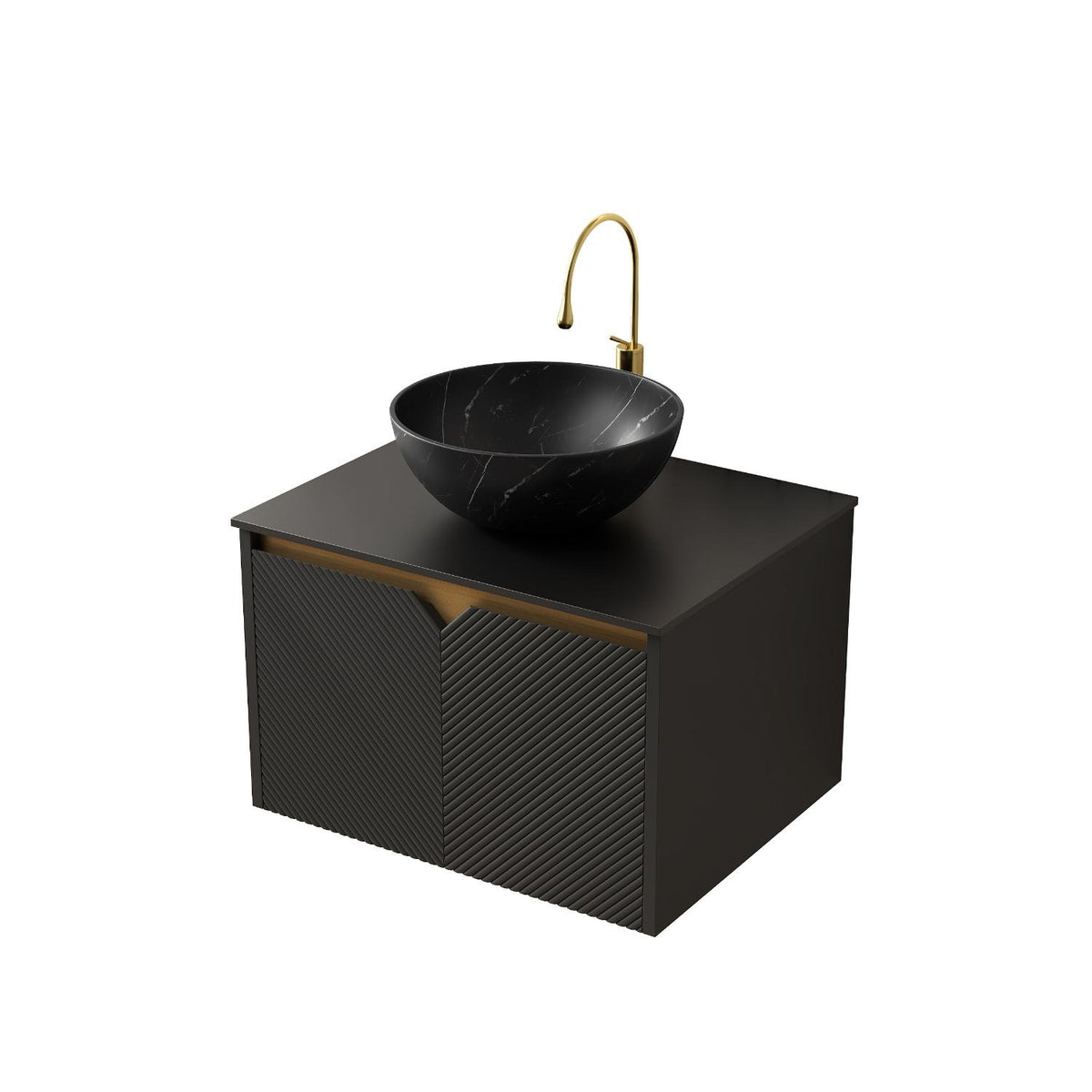 24" Black Wood Floating Double Door Bathroom Vanity - HomeRoots - Flyclothing LLC