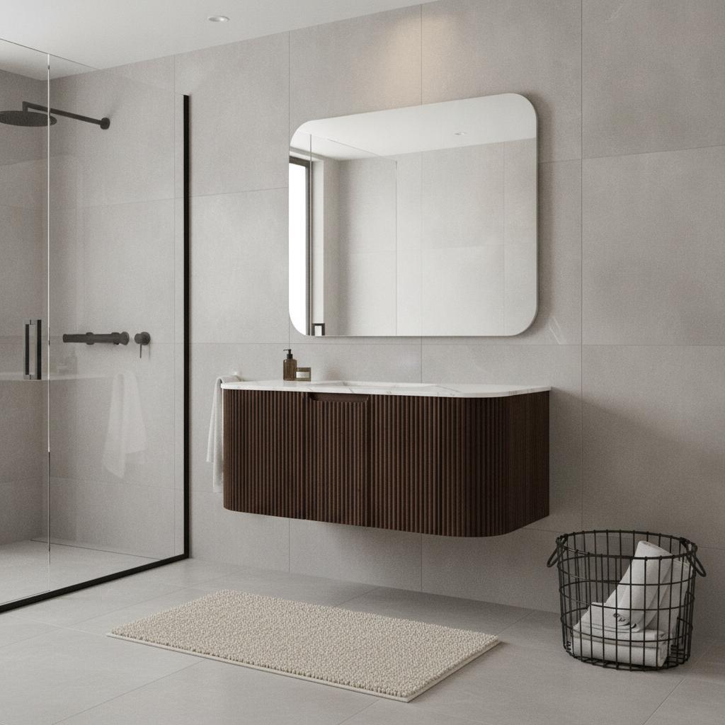 36" Brown Wood Floating Bathroom Vanity