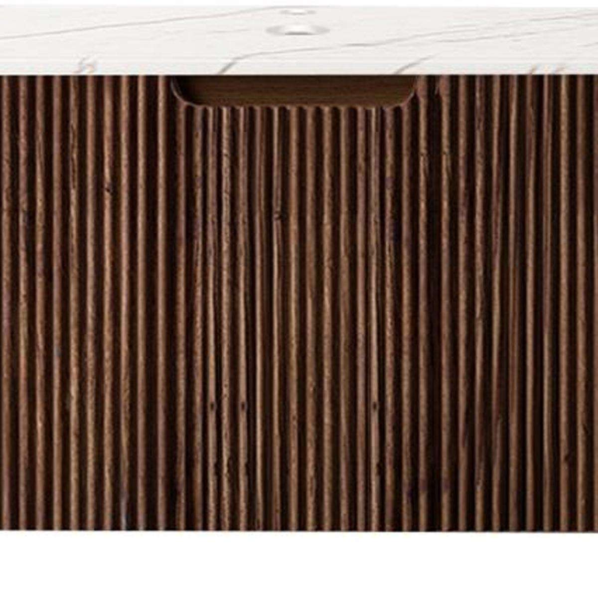 36" Brown Wood Floating Bathroom Vanity - HomeRoots - Flyclothing LLC