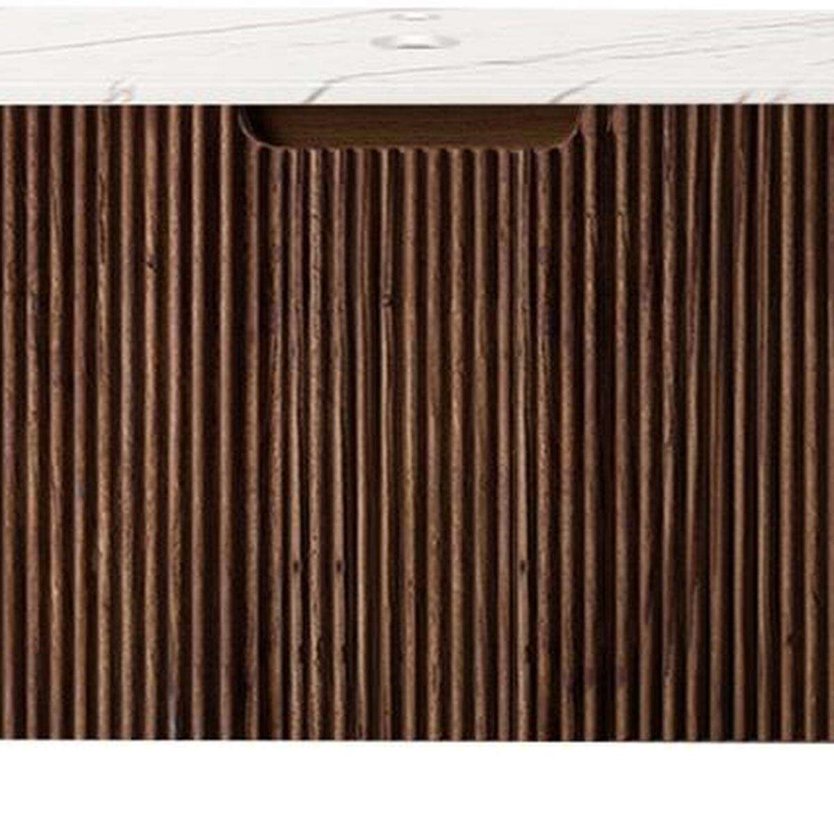 36" Brown Wood Floating Bathroom Vanity - HomeRoots - Flyclothing LLC