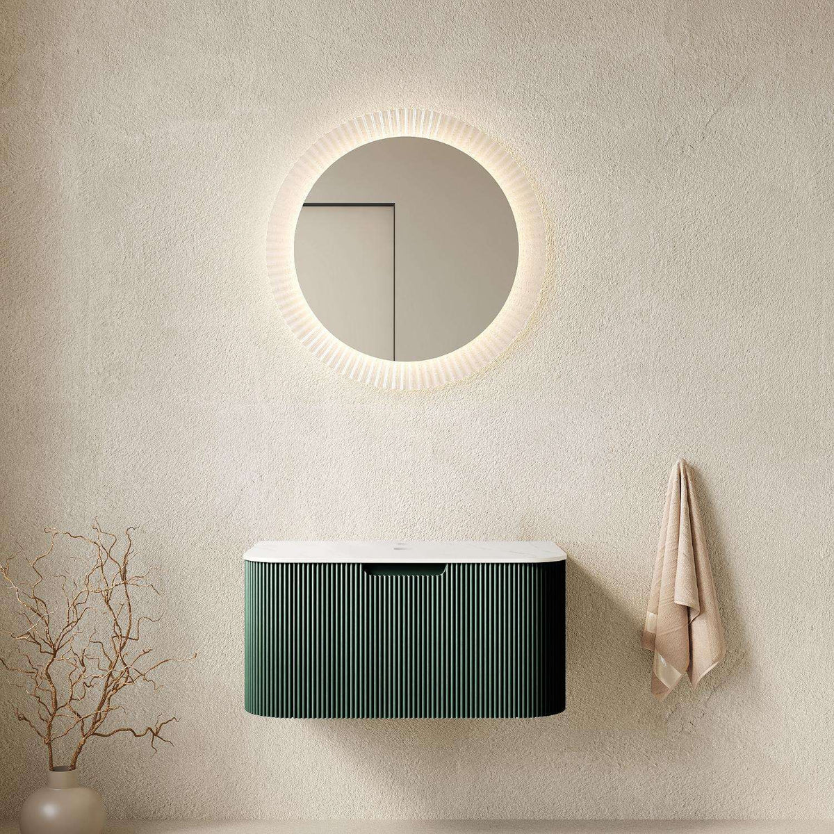 30" Green Wood Floating Bathroom Vanity - HomeRoots - Flyclothing LLC