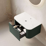 30" Green Wood Floating Bathroom Vanity - HomeRoots - Flyclothing LLC