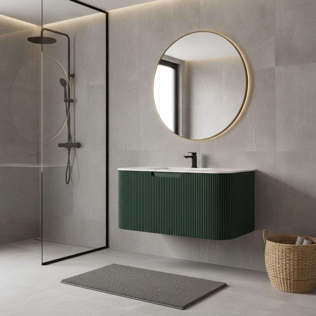 30" Green Wood Floating Bathroom Vanity - HomeRoots - Flyclothing LLC