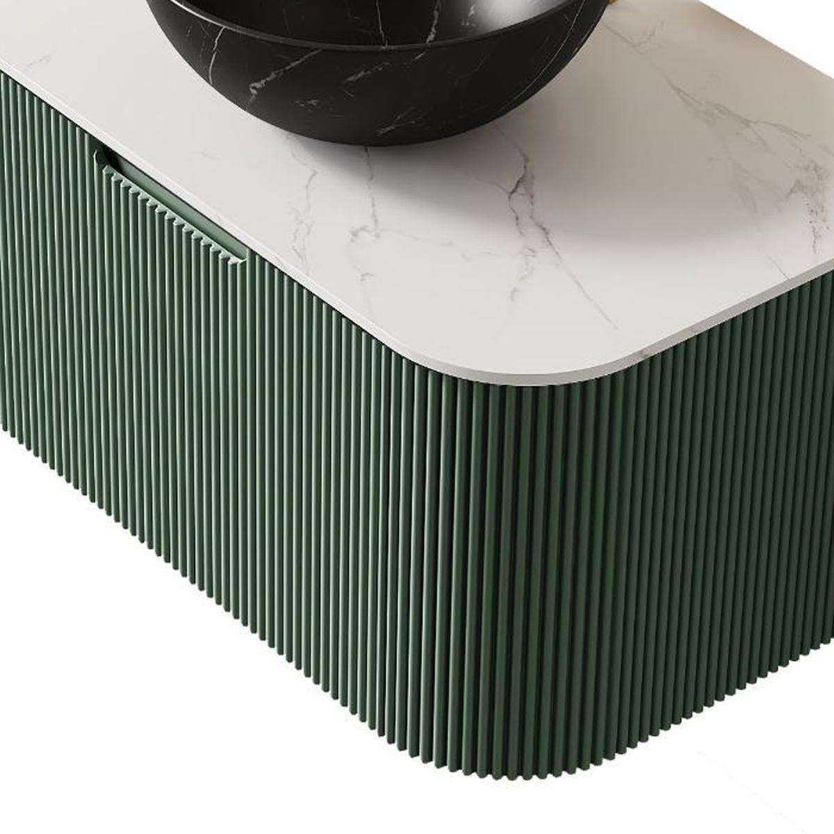 30" Green Wood Floating Bathroom Vanity With Black Sink - HomeRoots - Flyclothing LLC