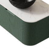 30" Green Wood Floating Bathroom Vanity With Black Sink - HomeRoots - Flyclothing LLC