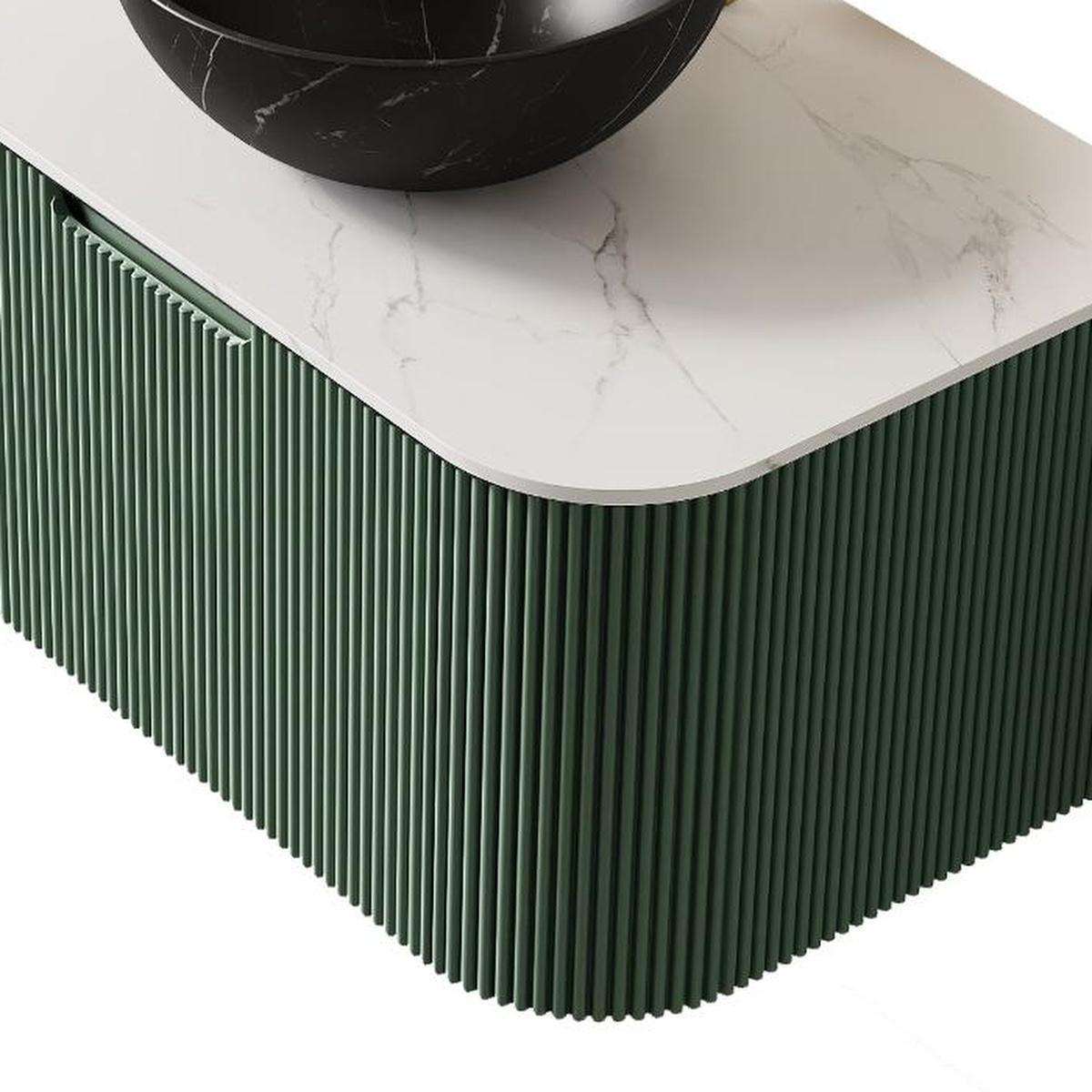 30" Green Wood Floating Bathroom Vanity With Black Sink - HomeRoots - Flyclothing LLC