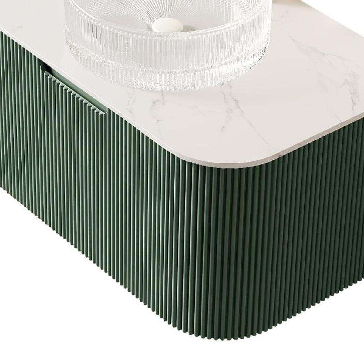 30" Green Wood Floating Bathroom Vanity With White Sink - HomeRoots - Flyclothing LLC