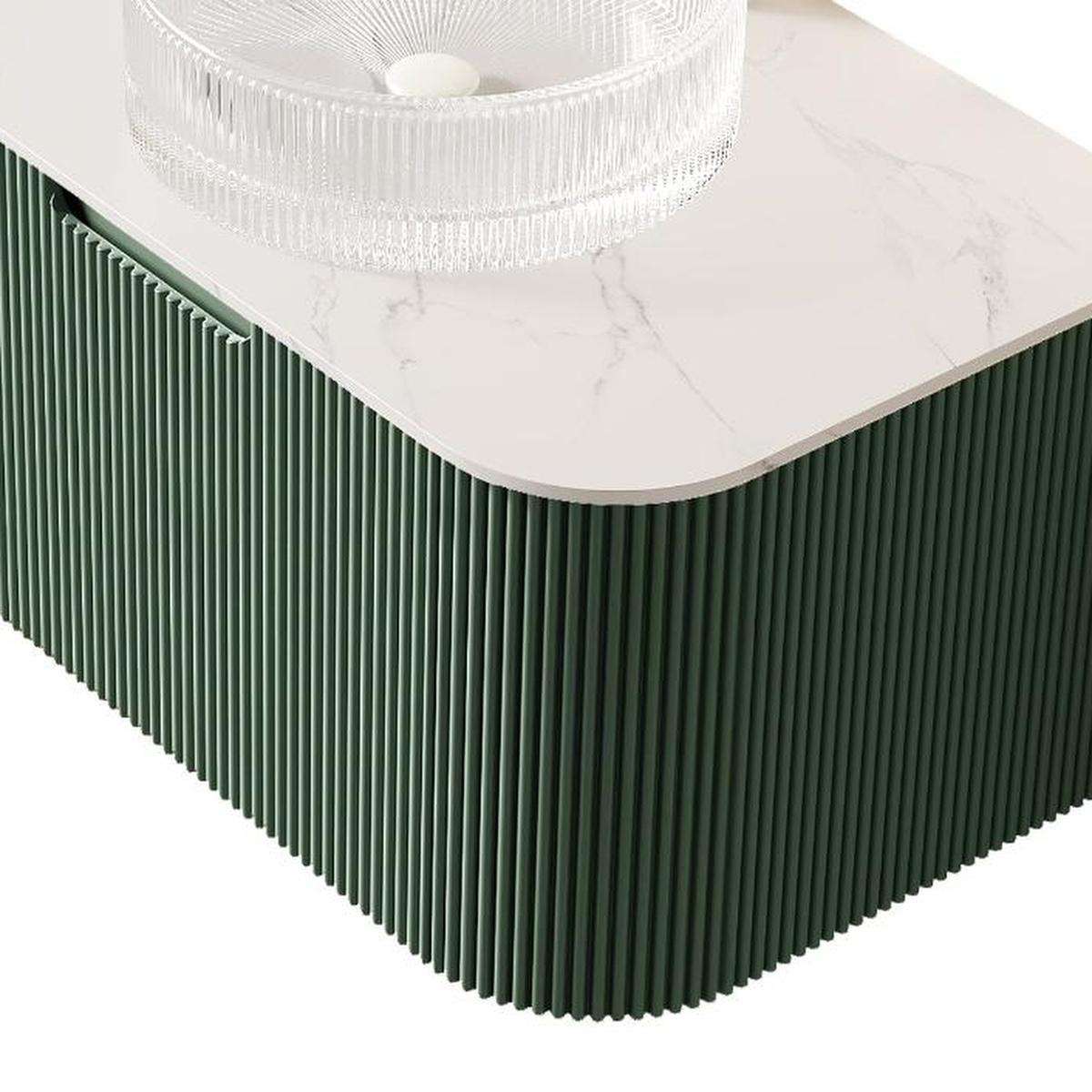30" Green Wood Floating Bathroom Vanity With White Sink - HomeRoots - Flyclothing LLC