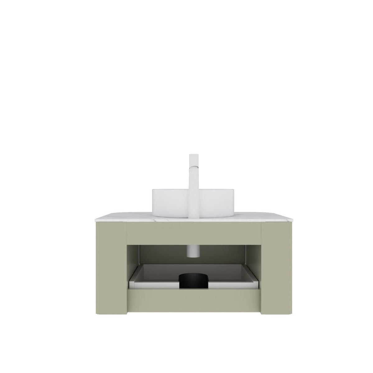 30" Green Wood Floating Bathroom Vanity With White Sink - HomeRoots - Flyclothing LLC