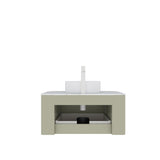 30" Green Wood Floating Bathroom Vanity With White Sink - HomeRoots - Flyclothing LLC