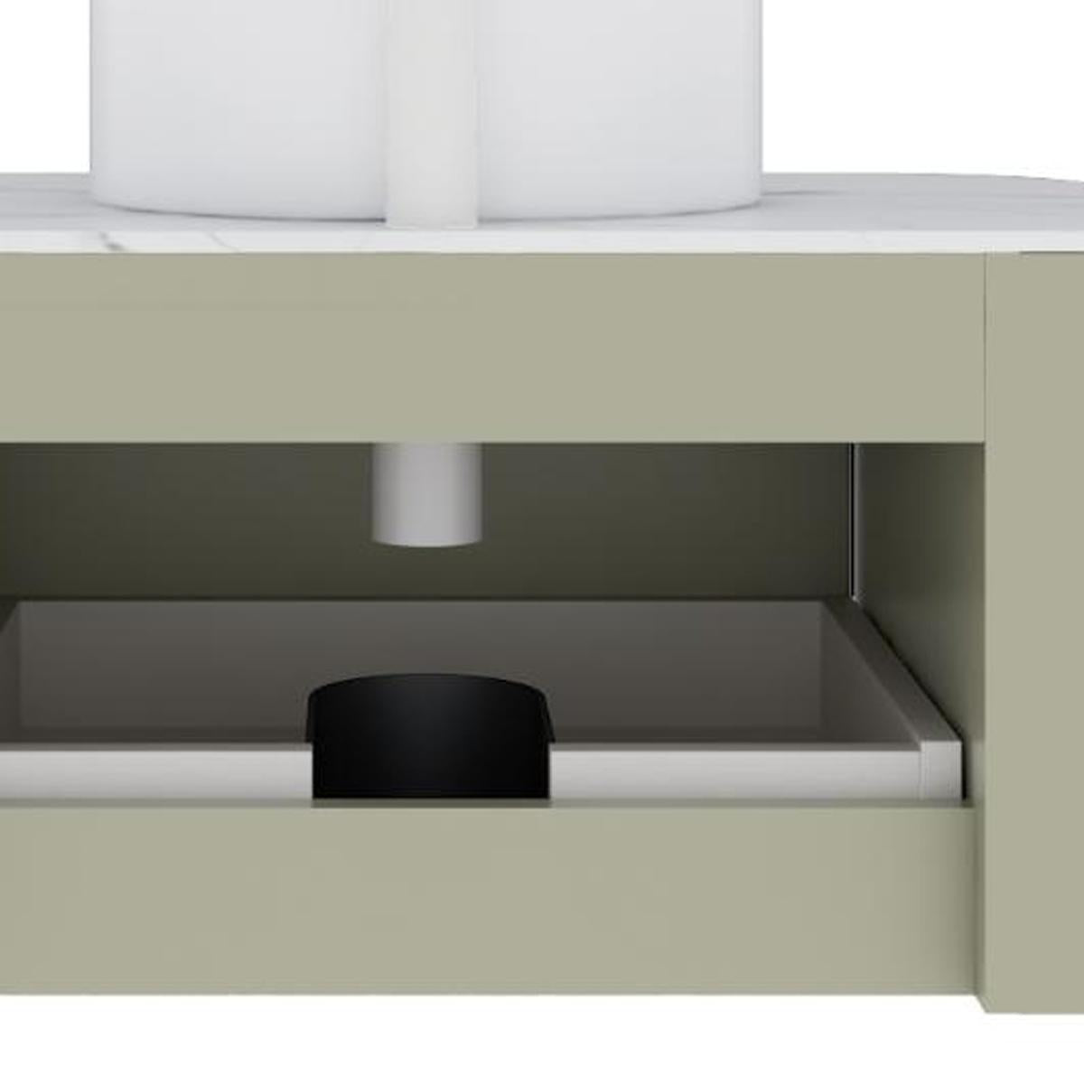 30" Green Wood Floating Bathroom Vanity With White Sink - HomeRoots - Flyclothing LLC