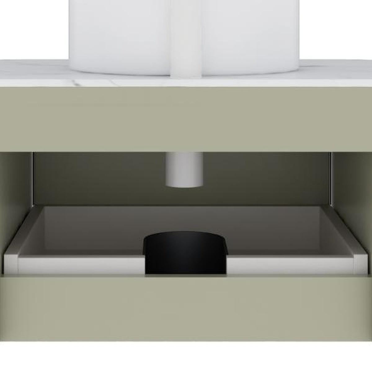 30" Green Wood Floating Bathroom Vanity With White Sink - HomeRoots - Flyclothing LLC
