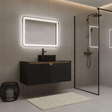 36" Black Wood Floating Double Door Bathroom Vanity With Sink - HomeRoots - Flyclothing LLC