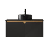 36" Black Wood Floating Double Door Bathroom Vanity With Sink - HomeRoots - Flyclothing LLC