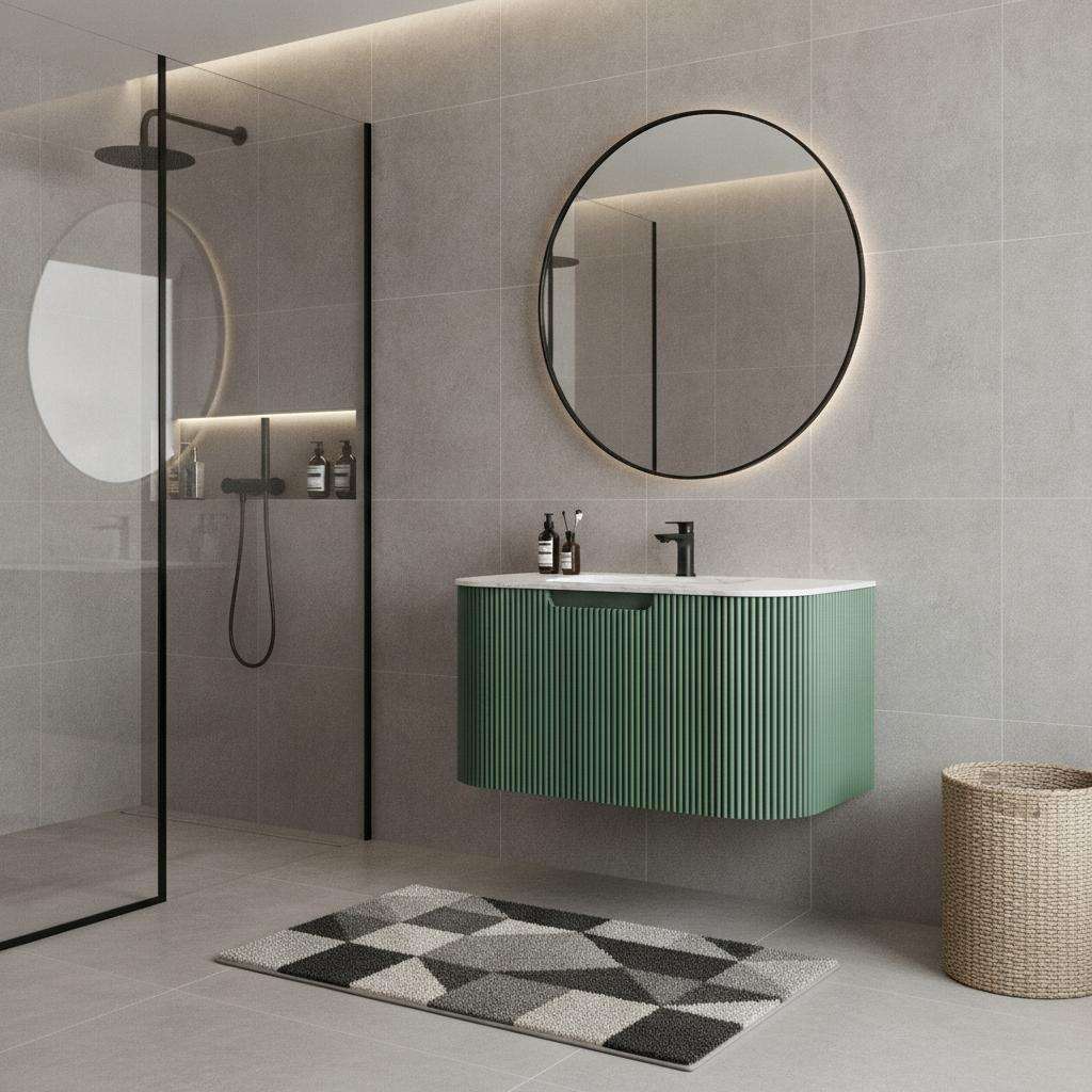 24" Green Wood Floating Bathroom Vanity - HomeRoots - Flyclothing LLC