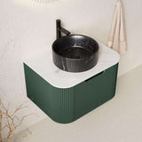 24" Green Wood Floating Bathroom Vanity With Black Sink - HomeRoots - Flyclothing LLC