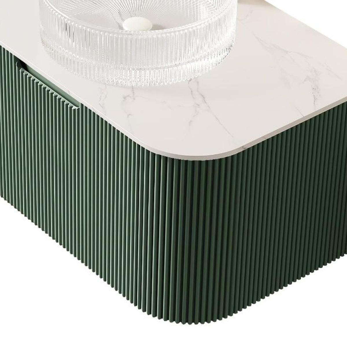 36" Green Wood Floating Bathroom Vanity With White Sink - HomeRoots - Flyclothing LLC