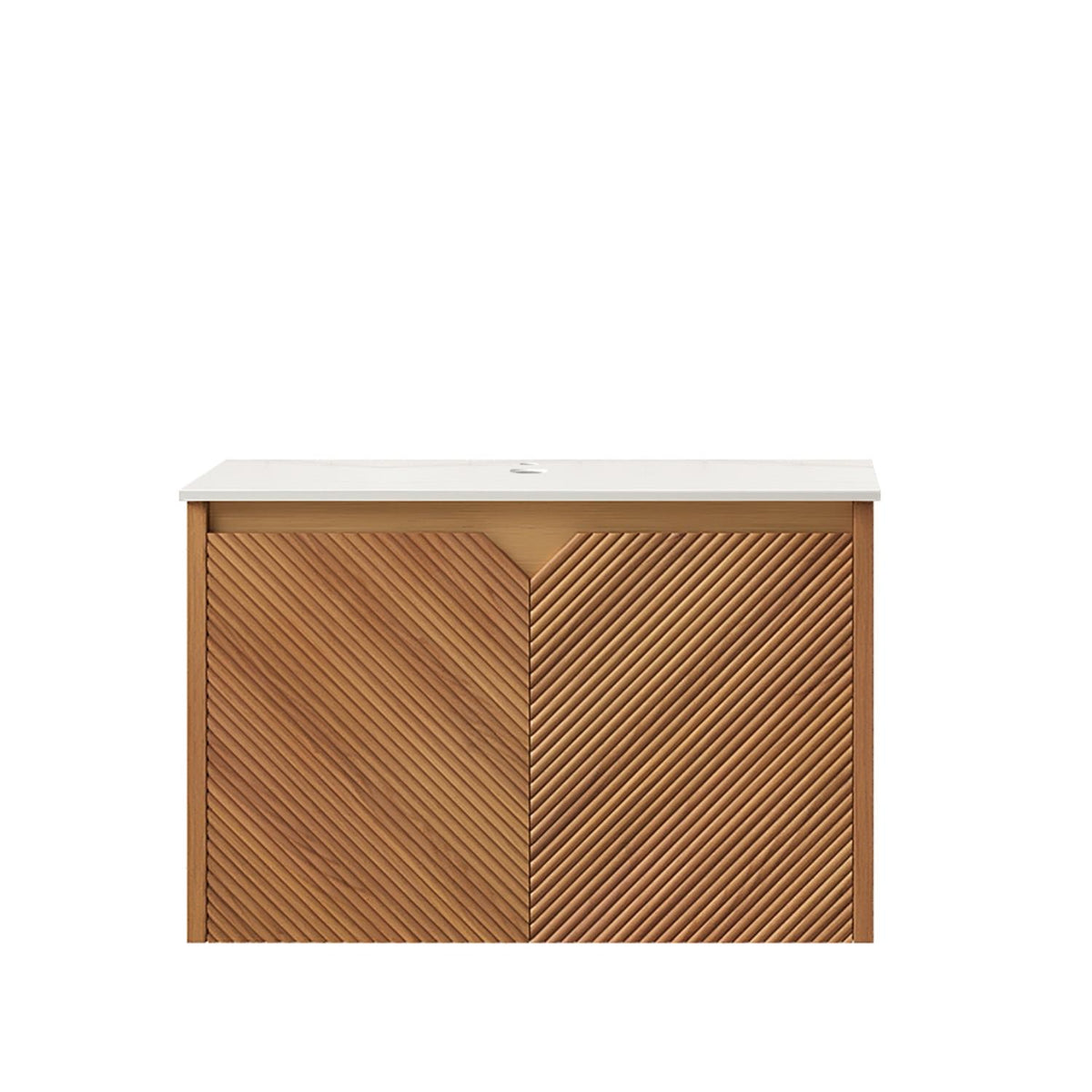 24" Brown Wood Floating Double Door Bathroom Vanity - HomeRoots - Flyclothing LLC