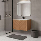 24" Brown Wood Floating Double Door Bathroom Vanity - HomeRoots - Flyclothing LLC