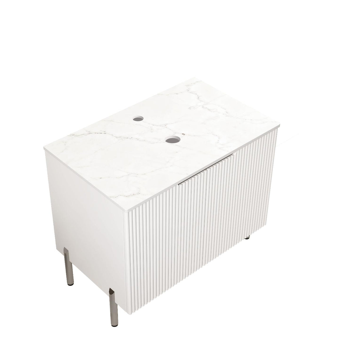 30" White Wood Freestanding Double Door Bathroom Vanity