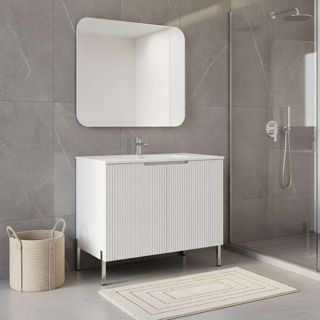 30" White Wood Freestanding Double Door Bathroom Vanity - HomeRoots - Flyclothing LLC