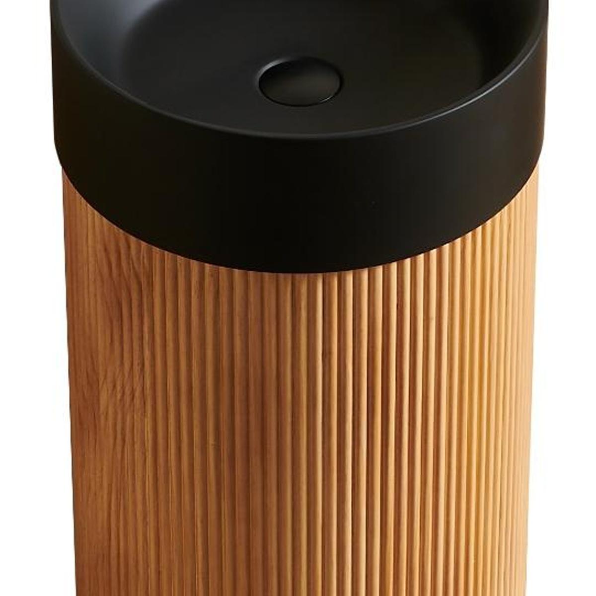 16" Brown Wood Freestanding Bathroom Vanity With Black Sink - HomeRoots - Flyclothing LLC