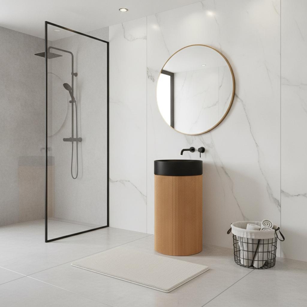 16" Brown Wood Freestanding Bathroom Vanity With Black Sink - HomeRoots - Flyclothing LLC