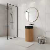 16" Brown Wood Freestanding Bathroom Vanity With Black Sink - HomeRoots - Flyclothing LLC